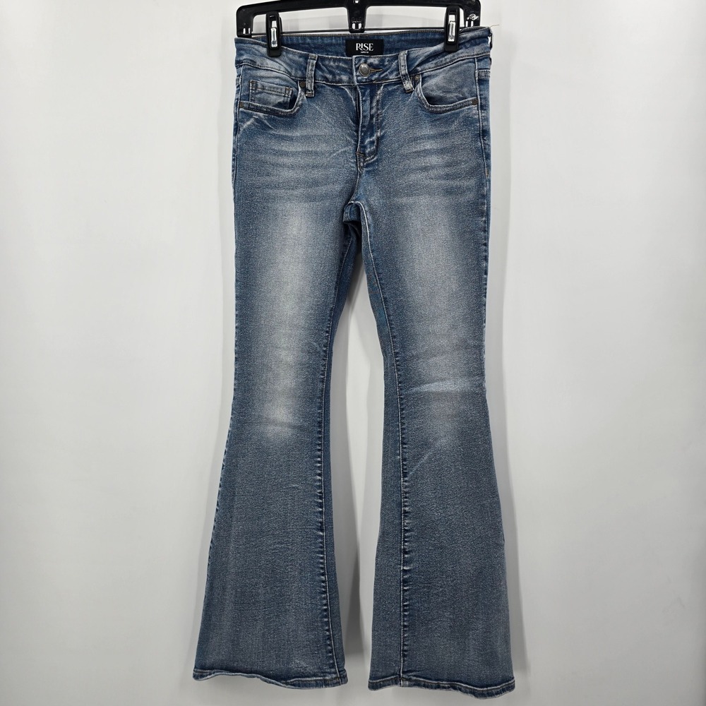 Rise Supply Co Jeans Womens 7 Flare Medium Wash Bell Bottom Stretch